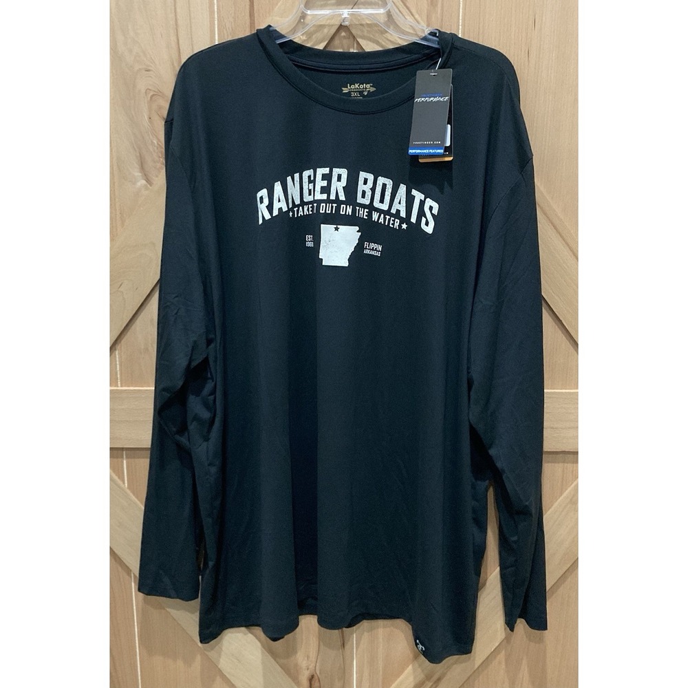 NWT Ranger Boats Black Performance Long Sleeve 3XL Flippin Arkansas Stretch NEW